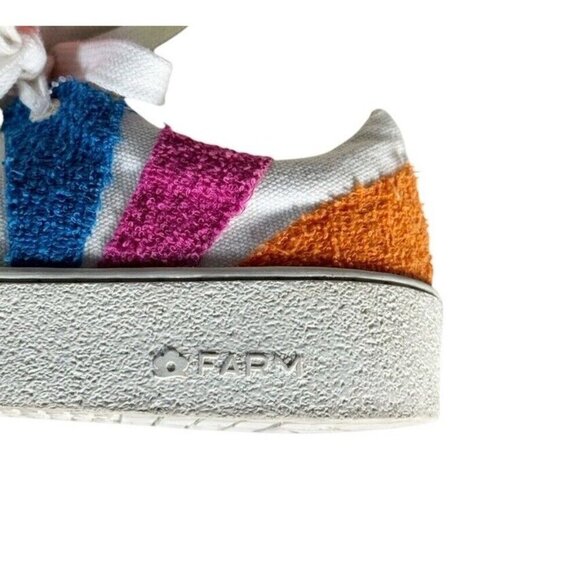 Farm Rio Women's Sz 8 Rainbow Terry Flatform Sneakers Pink Green Blue - Picture 9 of 14